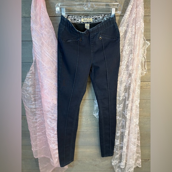 Blue Spice Denim - Blue Spice Dark Blue Jeggings Size 3 Faux Zip Pockets Stretch Denim